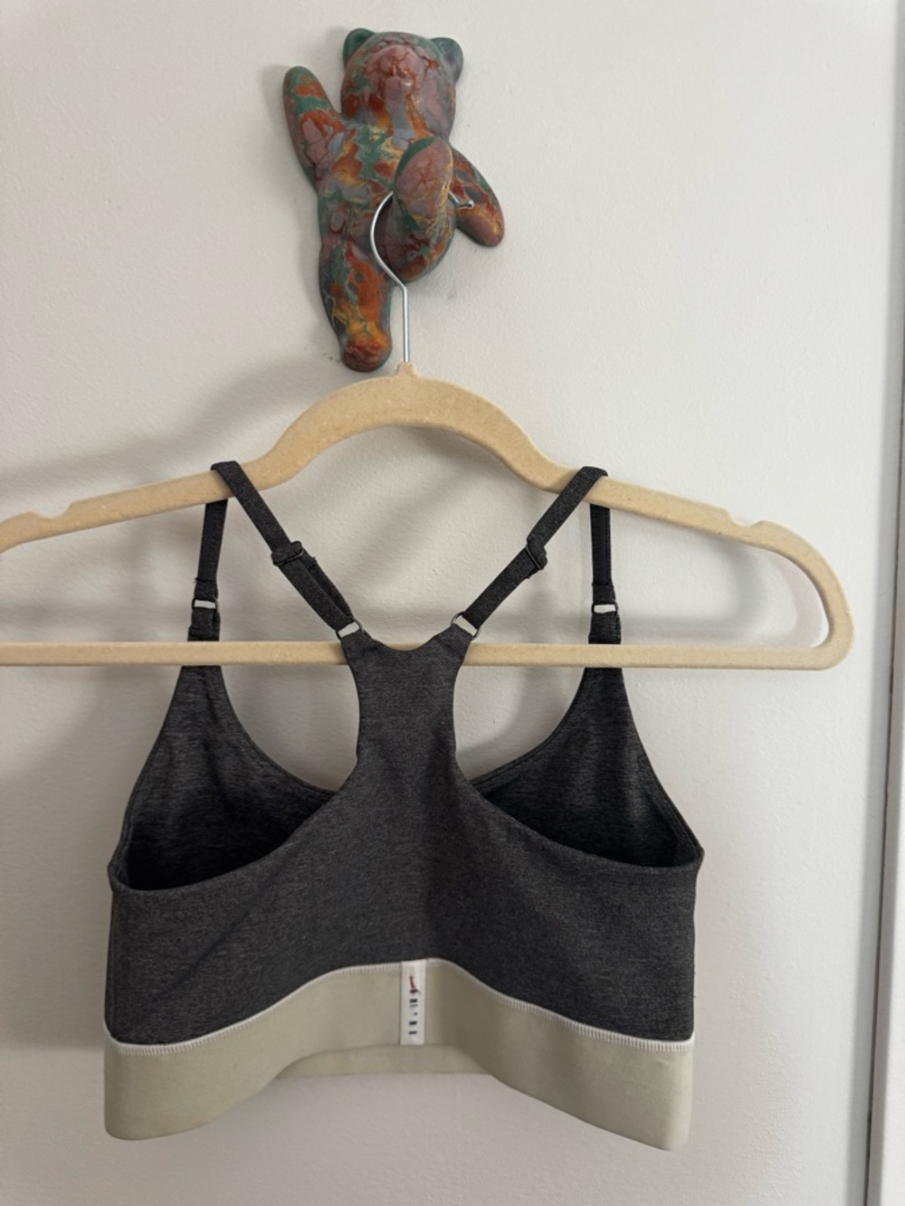 Adam Selman Sport Racerback Sports Bra Gray Cream Logo Band Size S - Picture 4 of 4